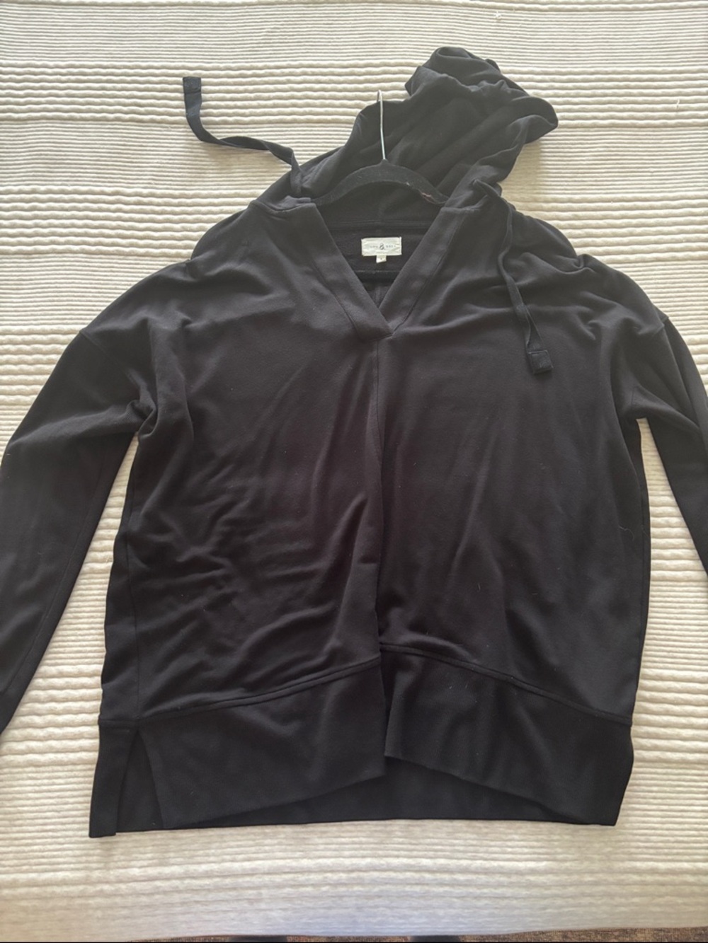 Black Hooded V-Neck Sweatshirt